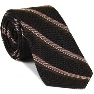 グレナディン・フィナ サテンストライプ シルクネクタイ