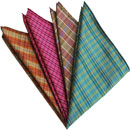 태국 체크 실크 포켓 스퀘어