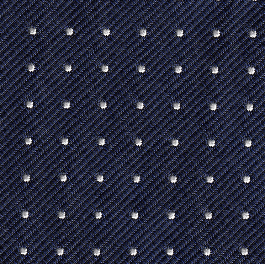 White on Midnight Blue Mogador Pin Dot Tie #MGPDT-1
