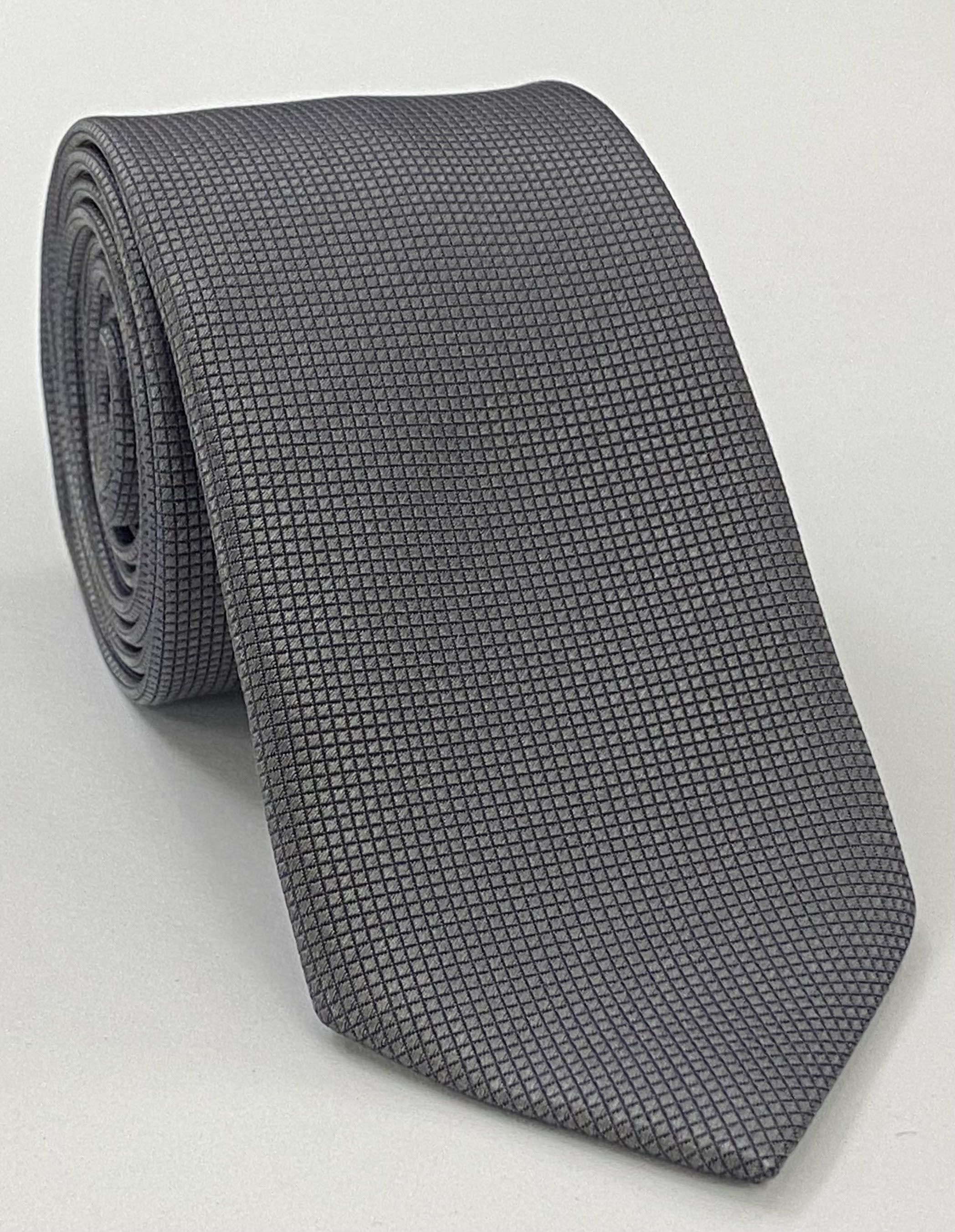 차콜 그레이 다이아몬드 위브 실크 타이 DT-22