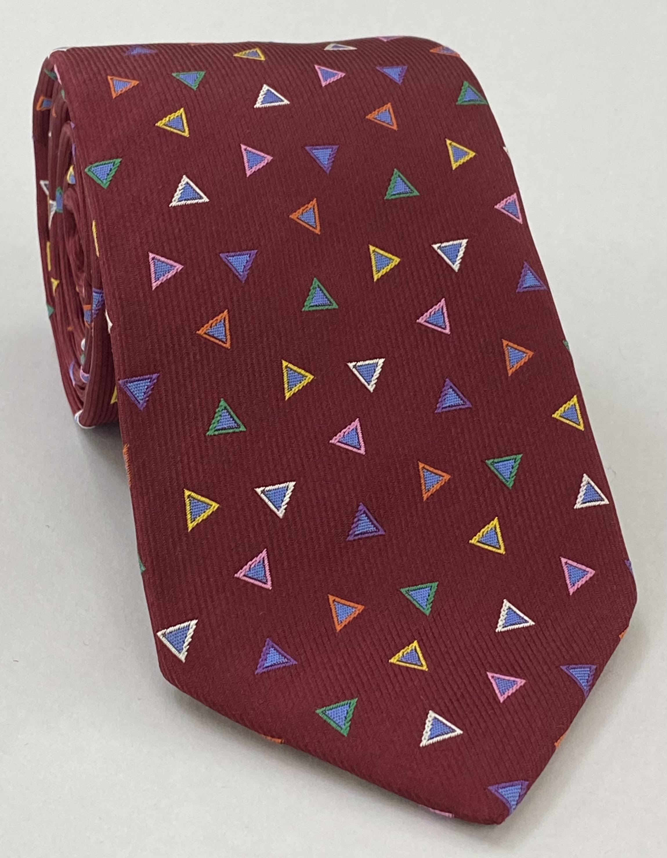 마론 기하학 실크 타이 EGT-28 (옐로우, 그린, 오렌지, 화이트, 바이올렛 & 파우더 블루)