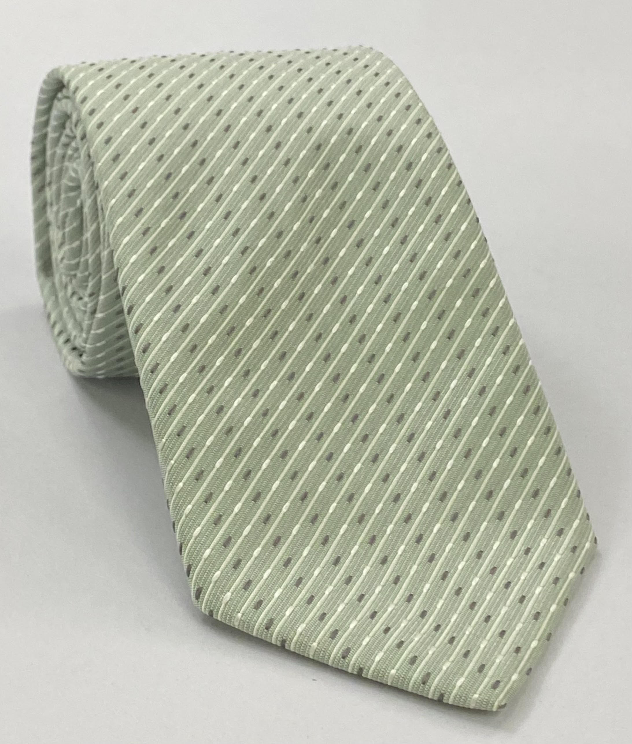 ライトミントグリーン地にホワイト&グレーのパターンシルクネクタイ EPT-25