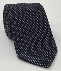 White On Midnight Blue Grenadine Fina Pin Dot Silk Tie #GFPDT-1