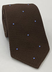 Bitter Chocolate Grenadine Grossa with Sky Blue (Hand Sewn) Pin Dots Silk Tie #GGDT-6 (3)