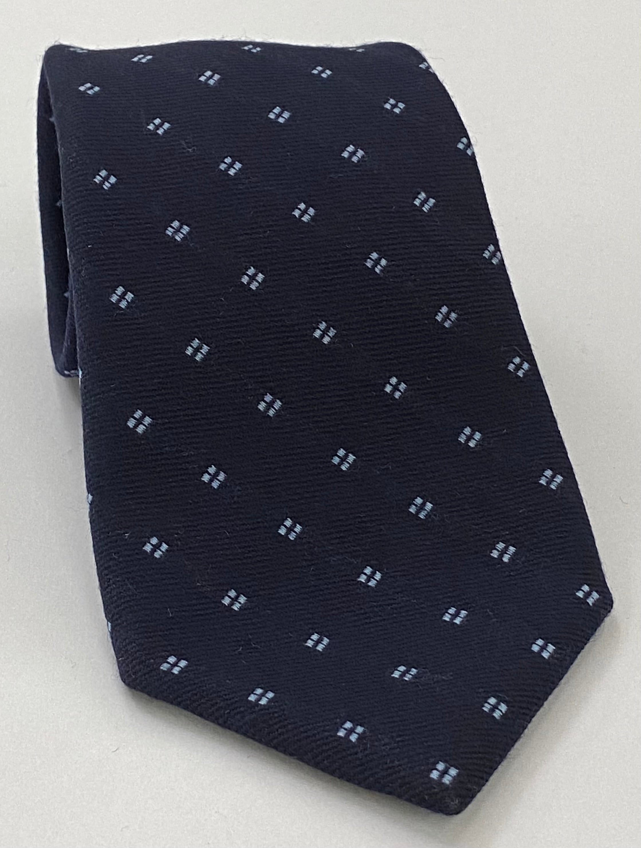 ミッドナイトブルー地にパウダーブルーのパターン ウールタイ GPWT-2