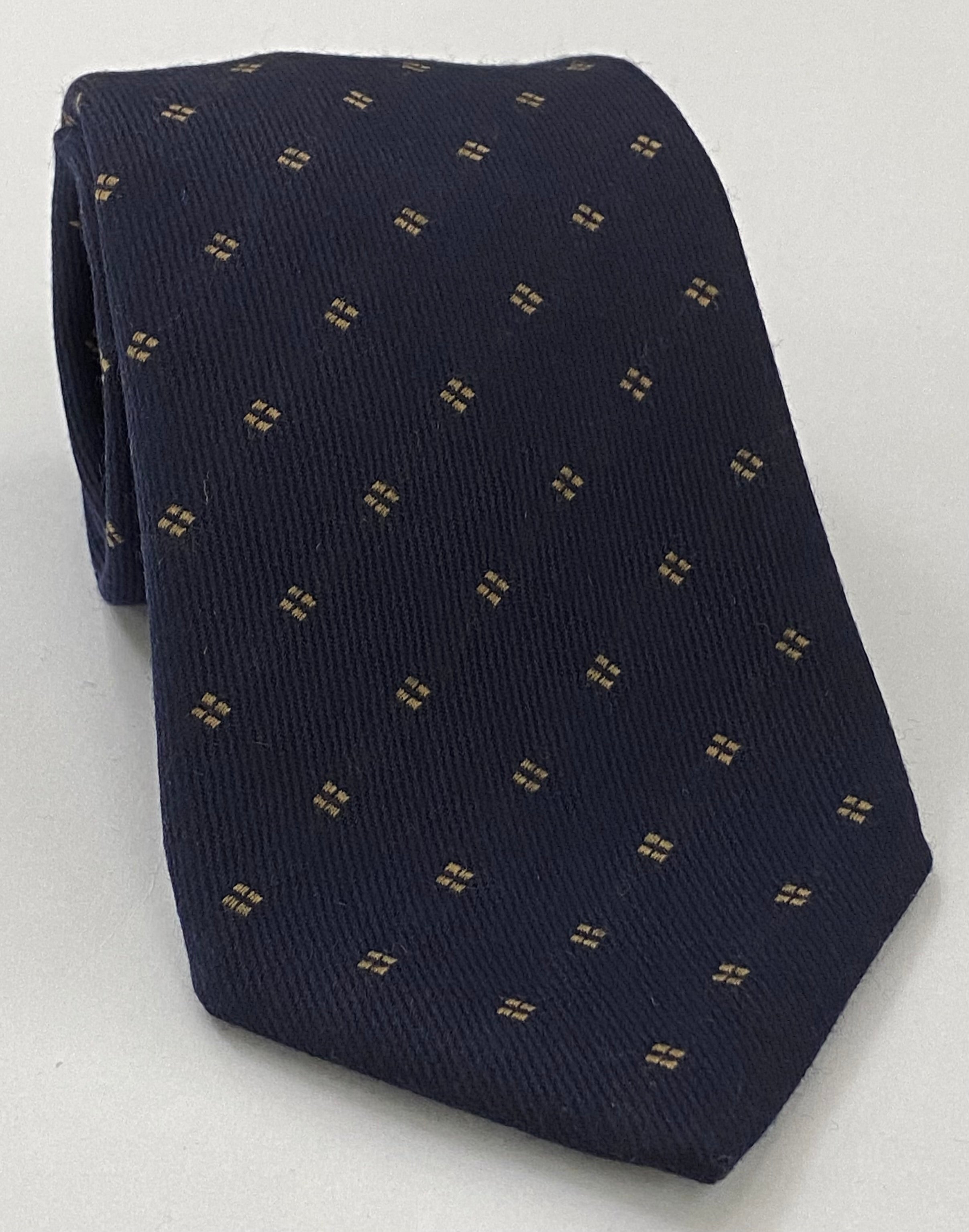 ミッドナイトブルー地にブラウンのパターン ウールタイ GPWT-3