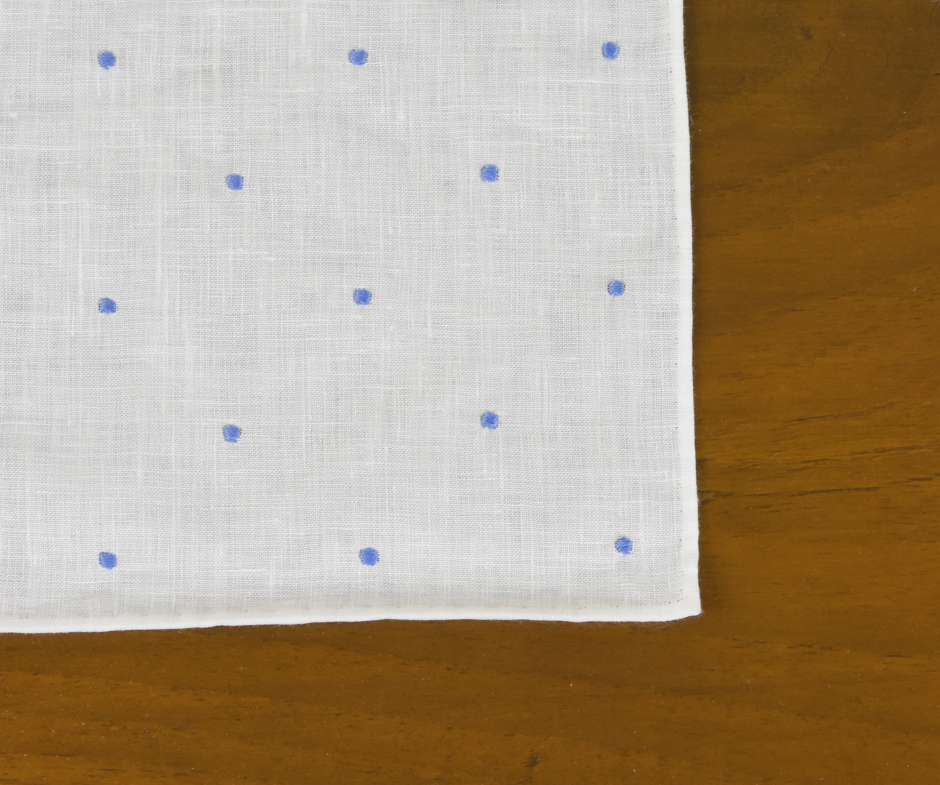 벨기에 린넨 스카이 블루 (핸드 스티치) 핀 도트 포켓 스퀘어 LLDPS-3