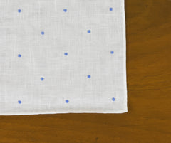 Belgian Linen With Sky Blue (Hand Sewn) Pin Dots Pocket Square LLDPS-3