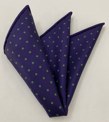 Forest Green on Dark Purple Macclesfield Print Silk Pocket Square #MCDP-7