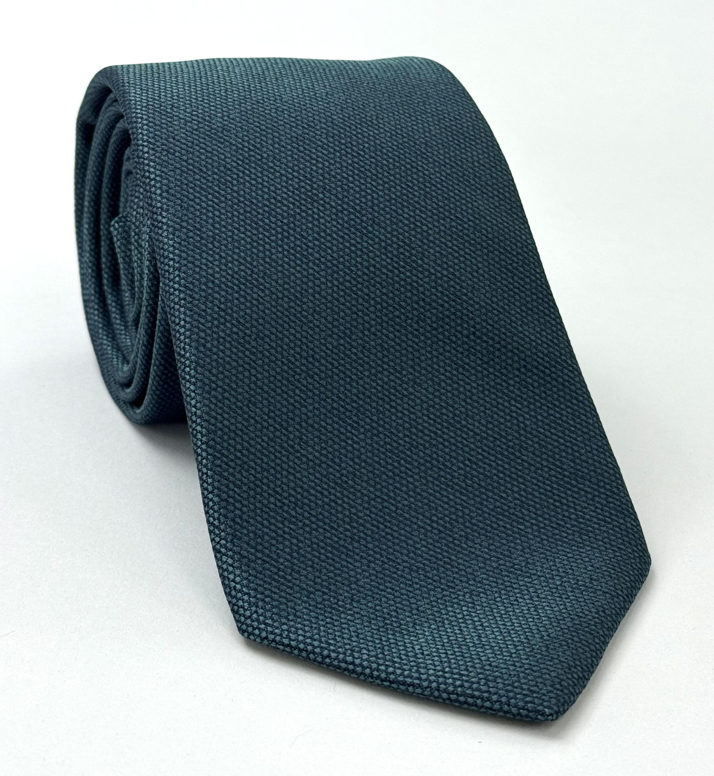 ダークグリーン ターコイズ マルベリーウッド織り シルクネクタイ #MWT