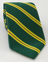 Malaya Regiment Stripe Silk Tie RGT-32 Dark Red & Corn Yellow on Forest Green