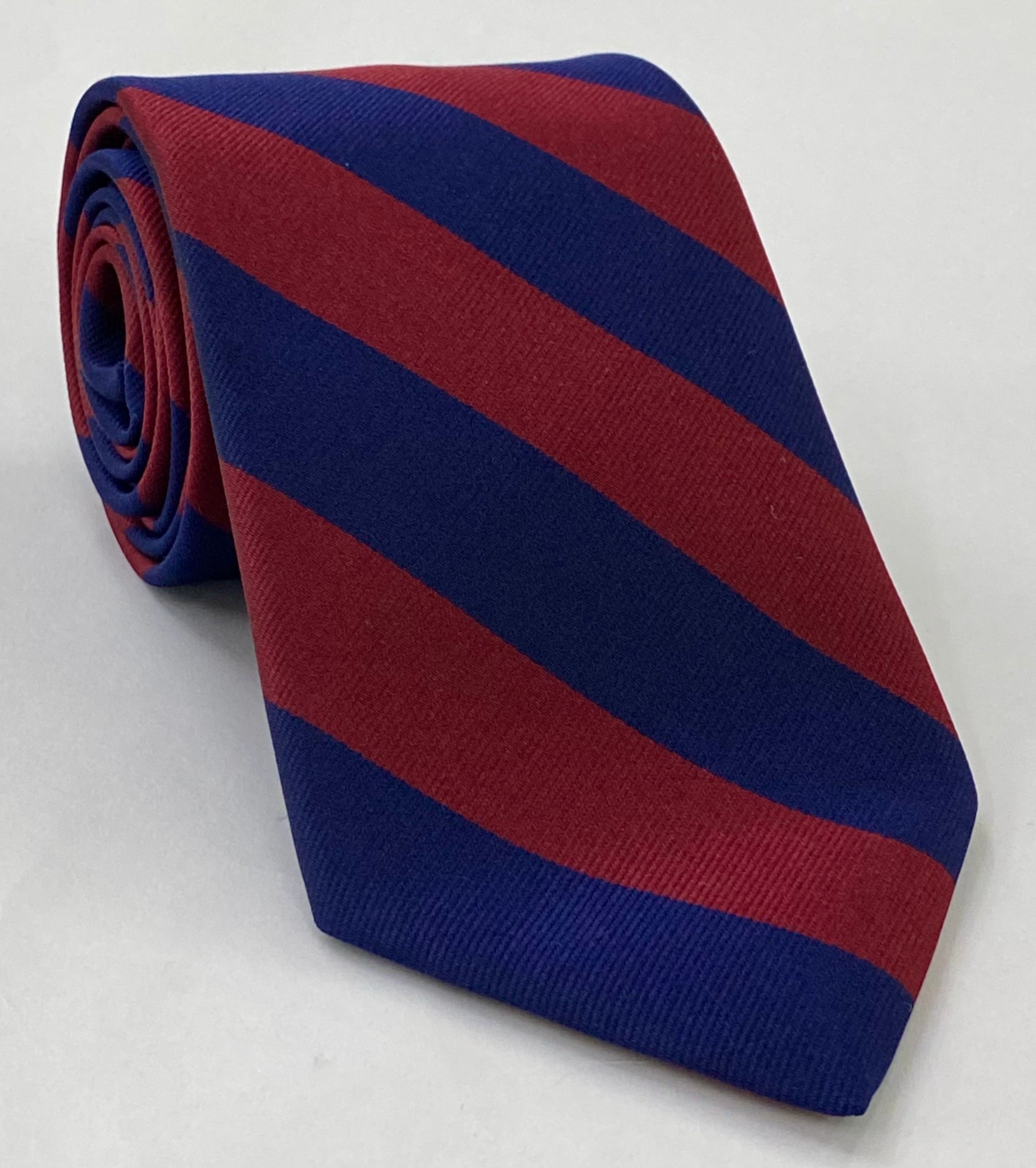 ハウスホールドキャバルリー ストライプ シルクタイ 39 ダークレッド&ネイビーブルー