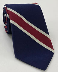 Navy Blue, Burgundy & White Reppe Stripe Silk Tie RST-3