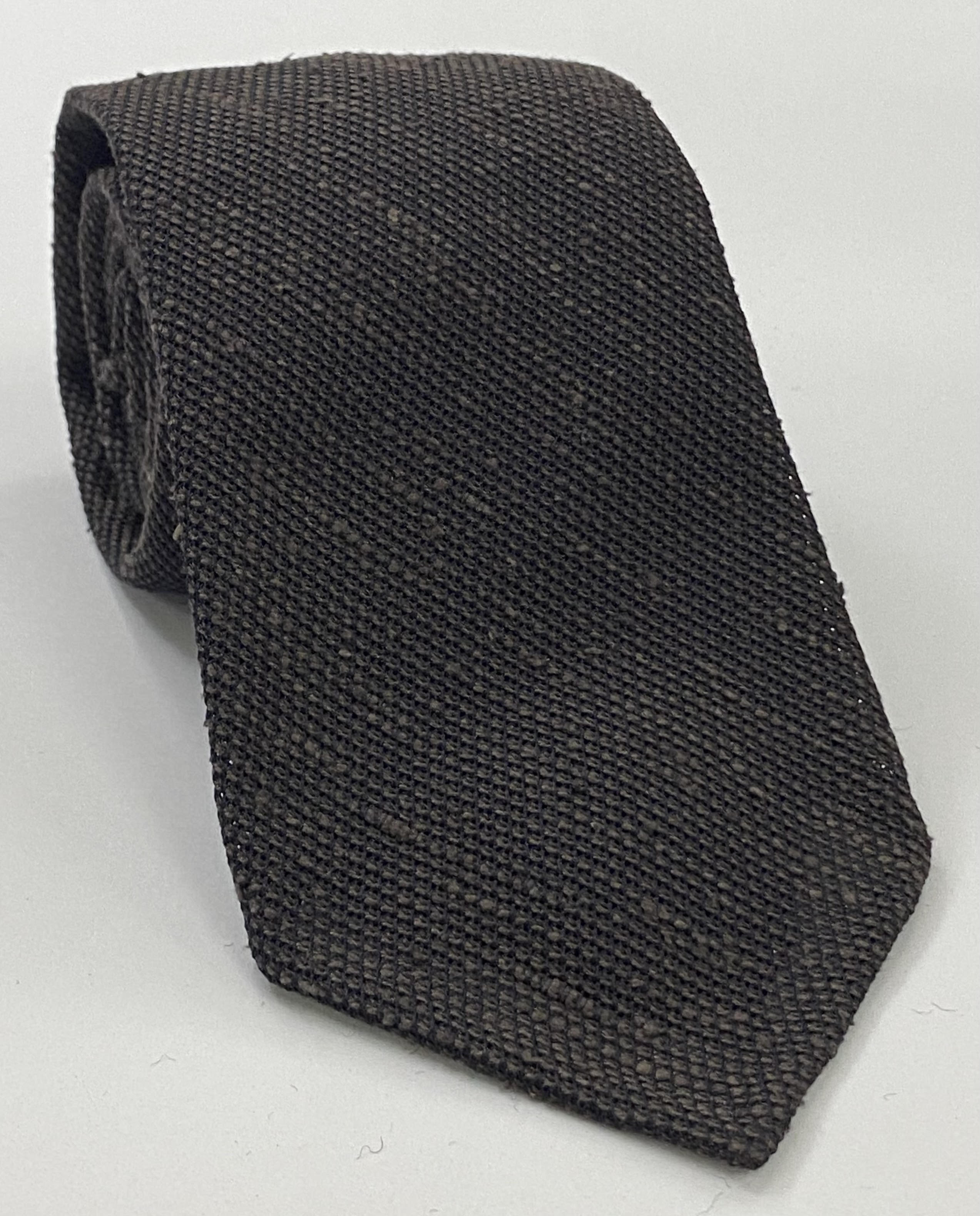 ダークチョコレート シャンタン グレナディン フィナ シルク ネクタイ SHFT-11