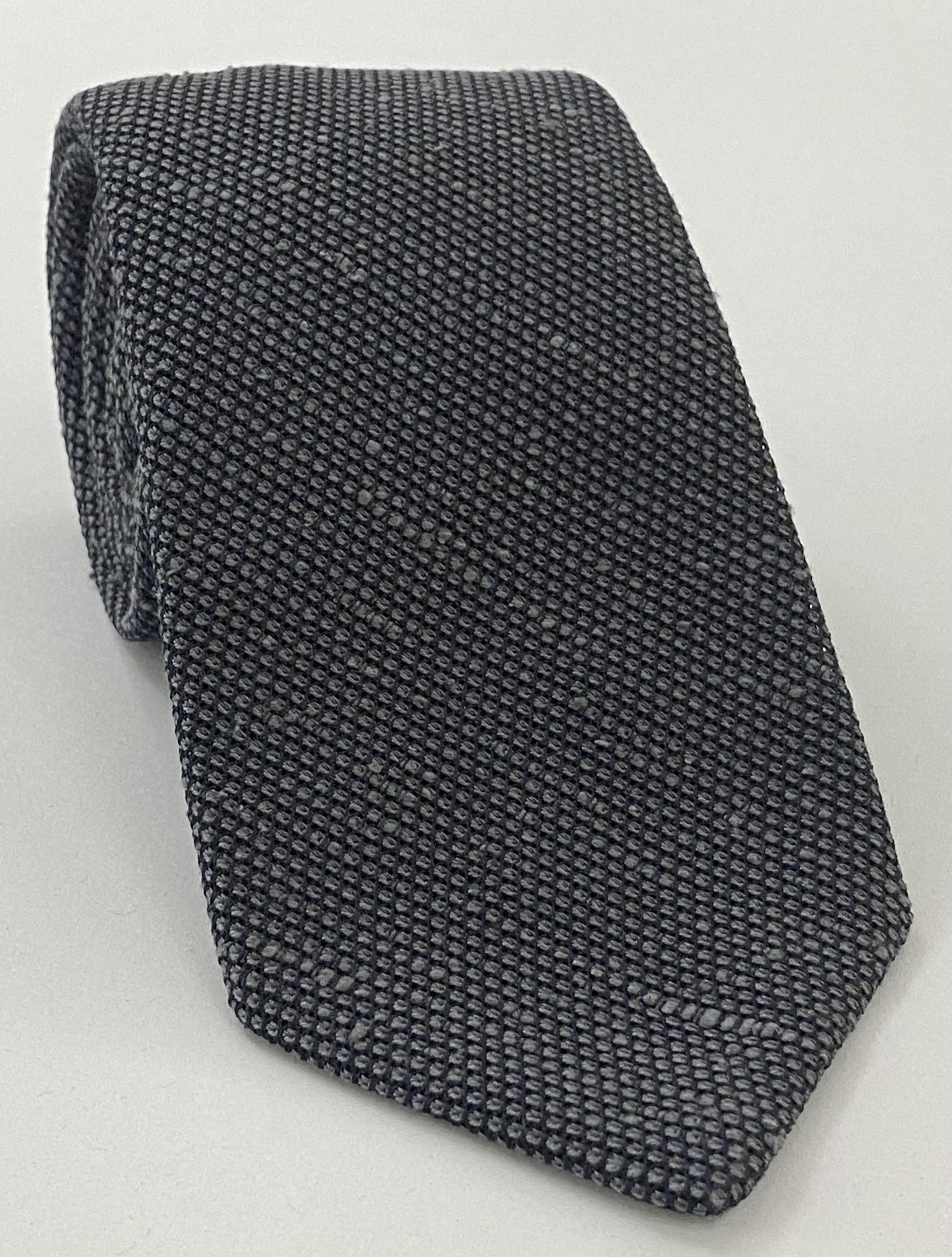 チャコールグレー シャンタン グレナディン ファイナシルク ネクタイ SHFT-12