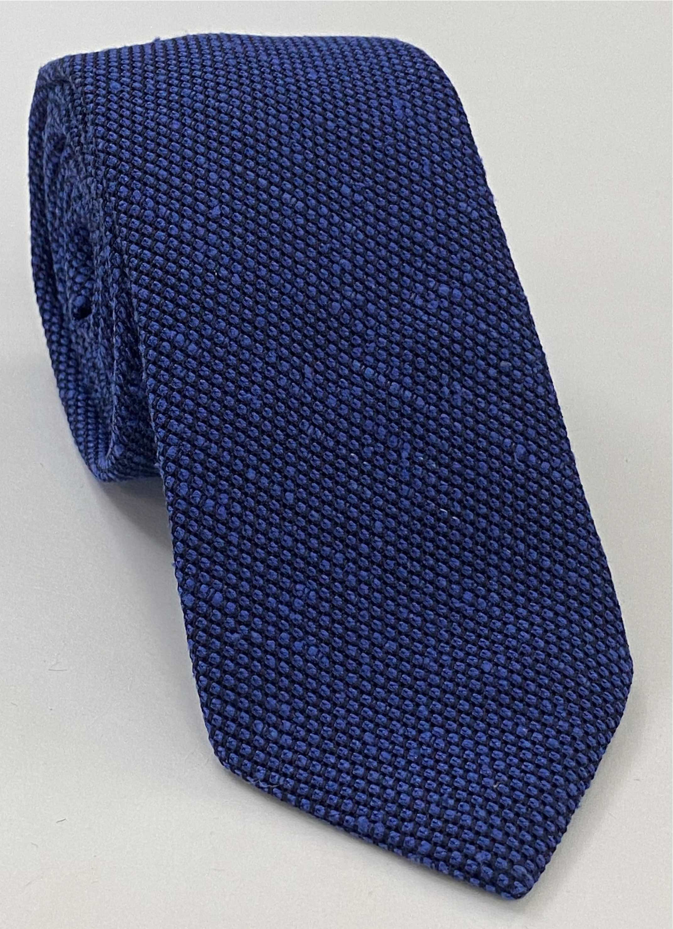 ネイビーブルー シャンタン グレナディン ファインシルク ネクタイ SHFT-3