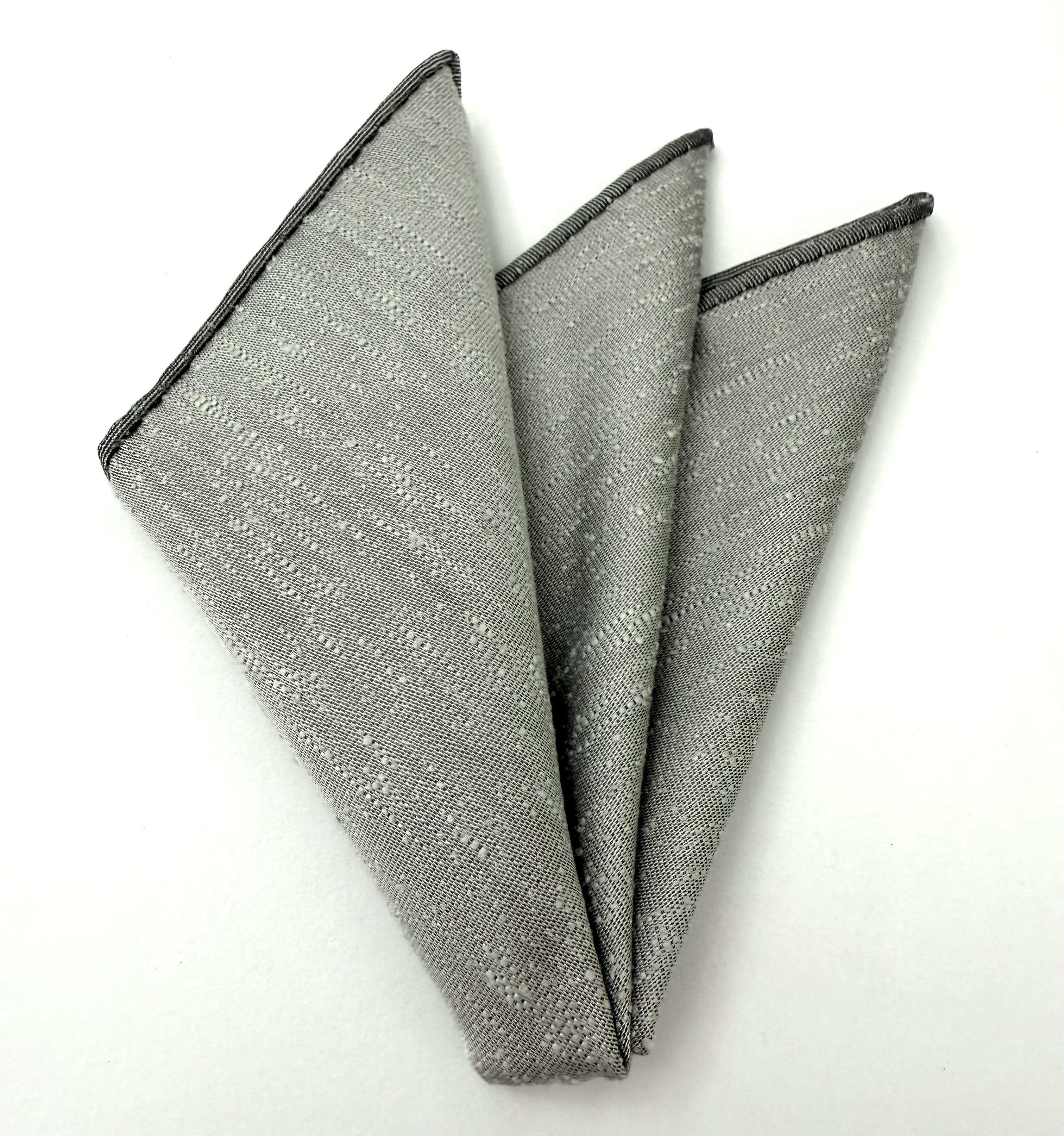 Silver Gray Shantung Solid Silk Pocket Square SHSOP-1