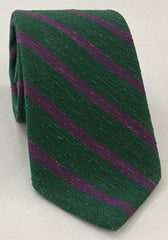 Purple on Forest Green Shantung Striped Silk Tie SHSTT-4