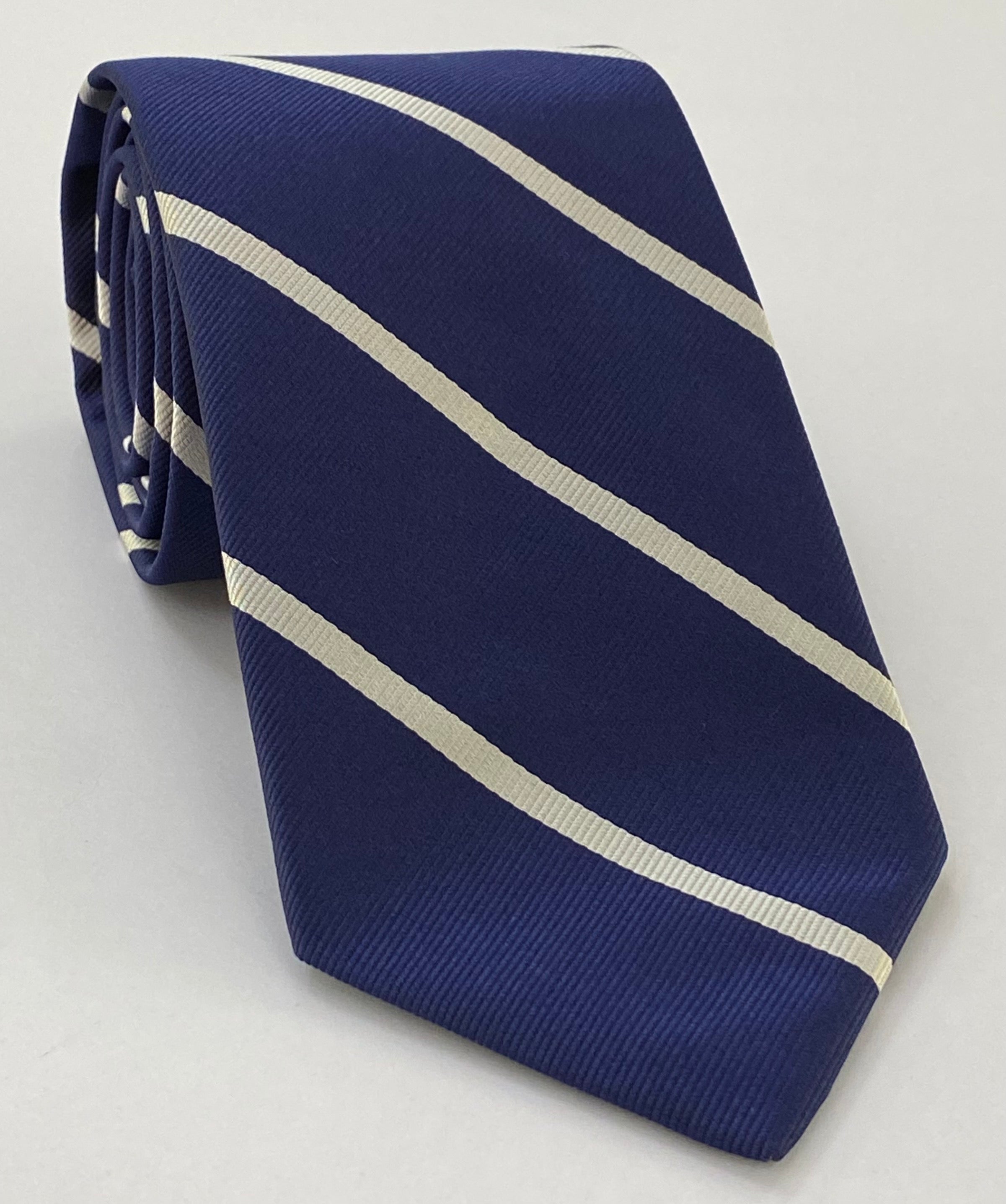 Trinity College, Oxford Stripe Silk Tie UKU-13 White on Navy Blue