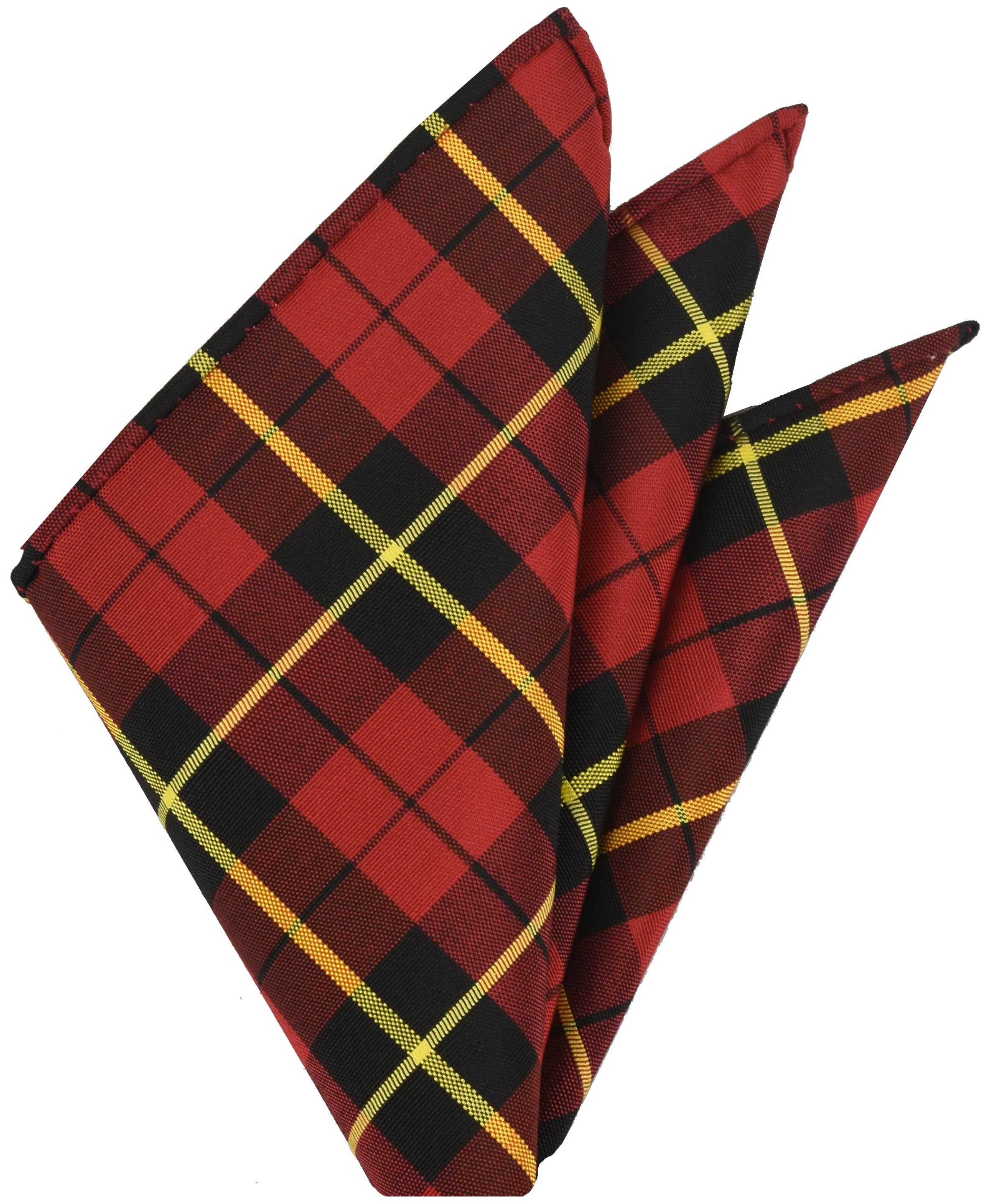 赤・黒・黄のタータンシルクポケットチーフ TAP-20(小)