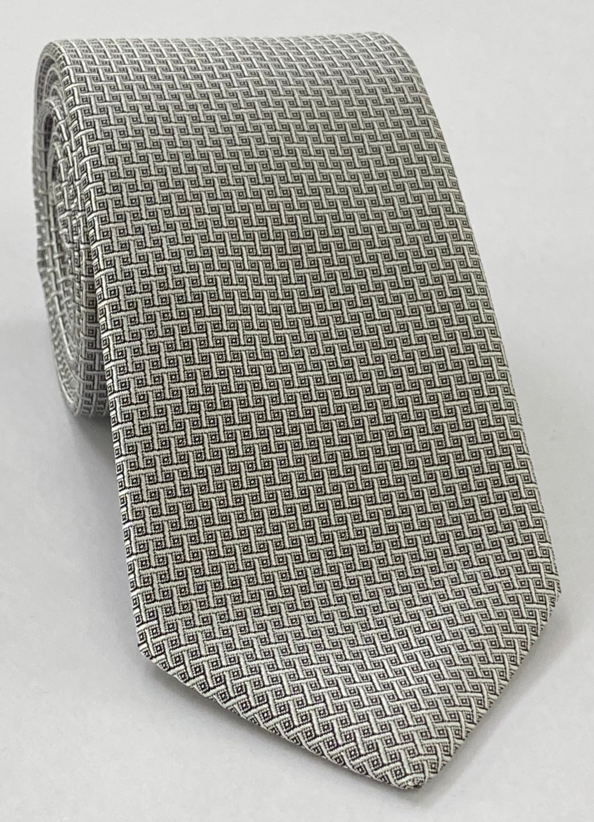 シルバー&ブラック フォーマル/ウェディング シルクネクタイ WDT-18