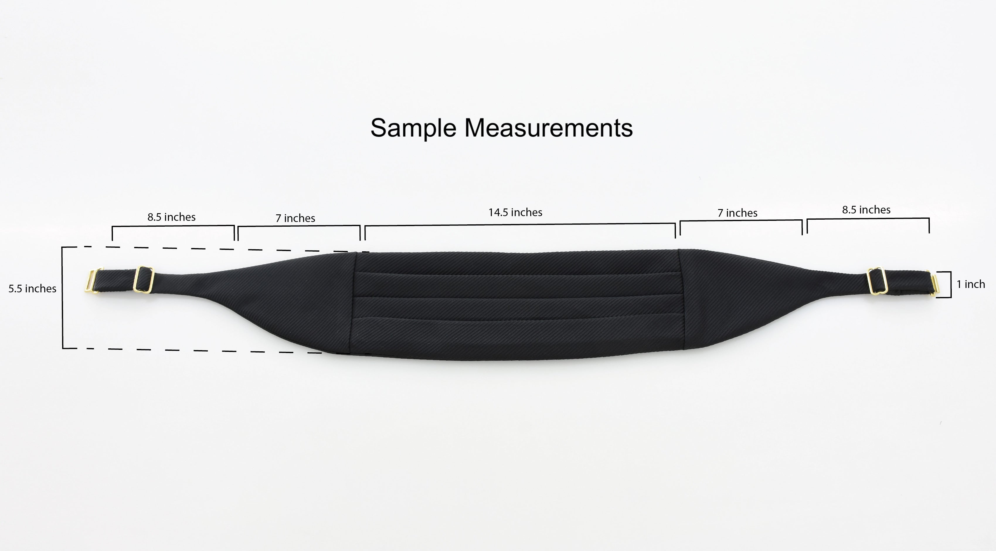 Slim Cummerbund with Black Satin Silk and Black Thai Silk Ribbon SACB-1S