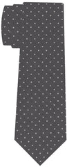 Off-White on Charcoal Gray Print Pin Dot Silk Tie MCPDT-31