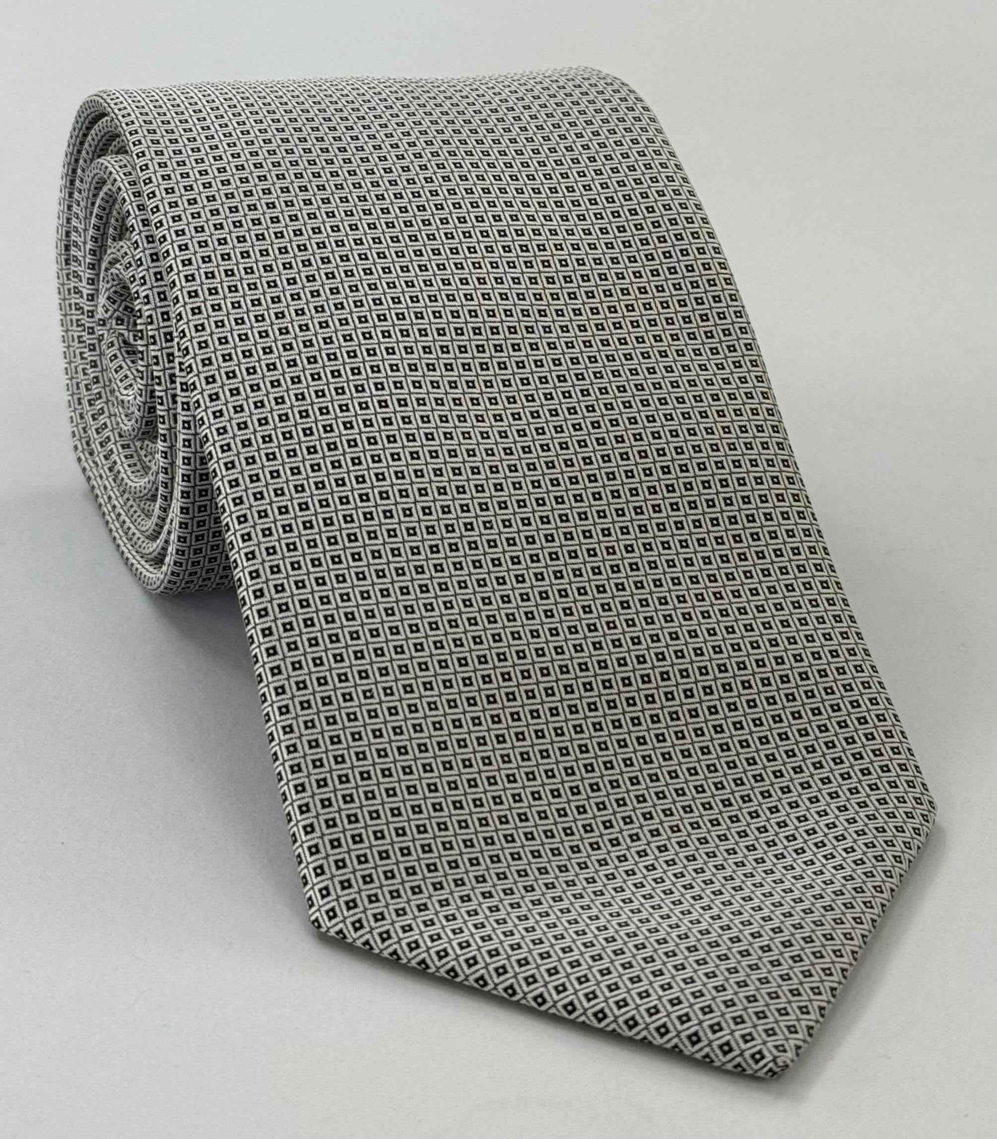 シルバー&ブラック フォーマル/ウェディング シルクネクタイ #WDT-19