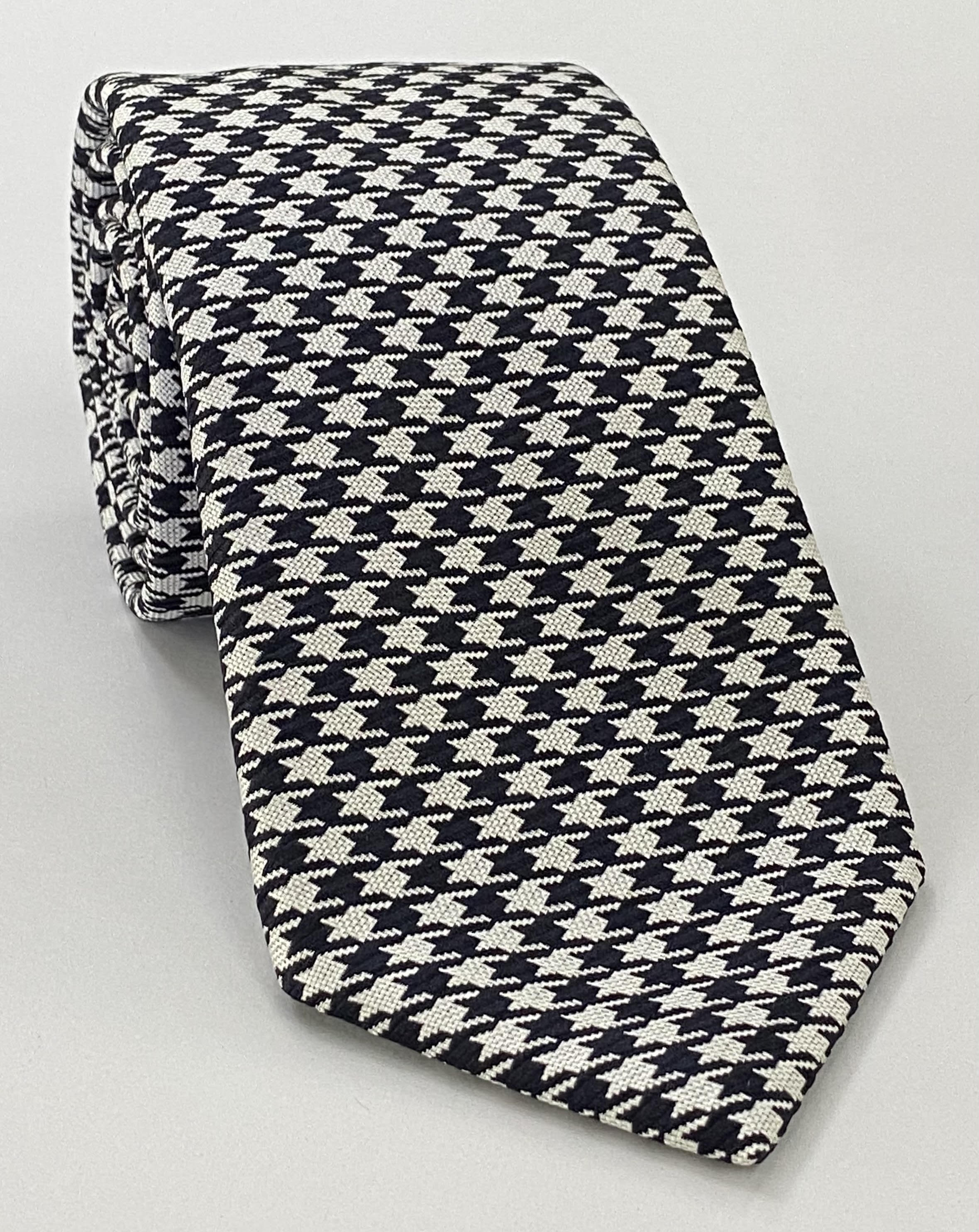 블랙 & 화이트 하운즈투스 실크 타이 6