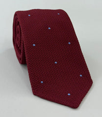 Dark Red  Grenadine Grossa with Sky Blue (Hand Sewn) Pin Dots Silk Tie GGDT-2 (3)