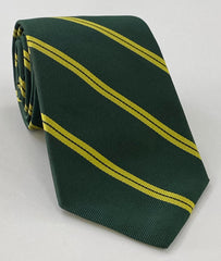 Nottinghamshire Yeomanry Stripe Silk Tie RGT-31 Corn Yellow on Forest Green