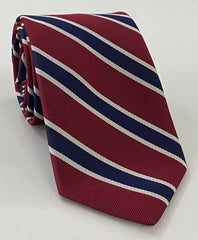 Finchleian Christ’s College - Old Boys Silk Tie OBT-14 - White & Midnight Blue on Dark Red
