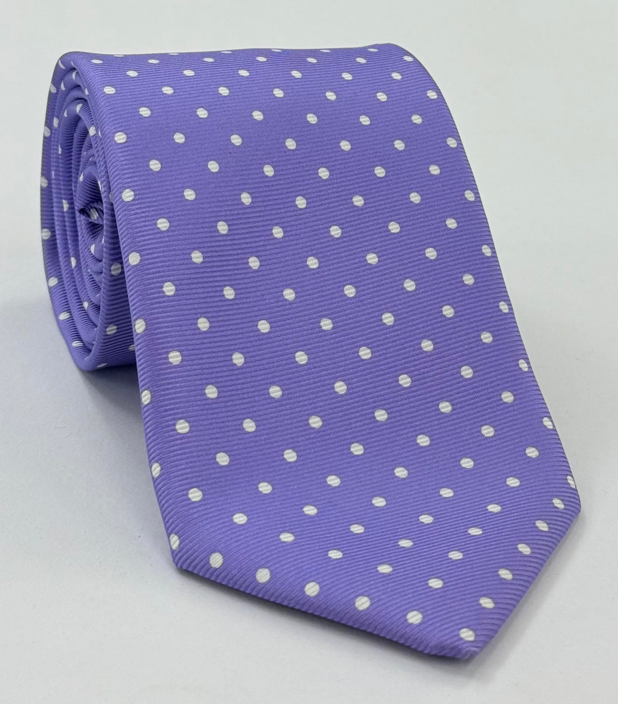 ラベンダープリントドットシルクタイ MCDT-40(オフホワイト)