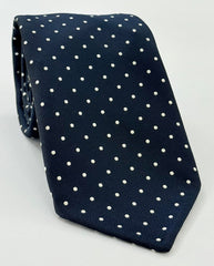 White Dots on Dark Navy Pin-Dot Silk Tie IPDT-1