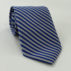 이너 템플 스트라이프 실크 타이 UKL-3 로열 블루 & 실버 그레이