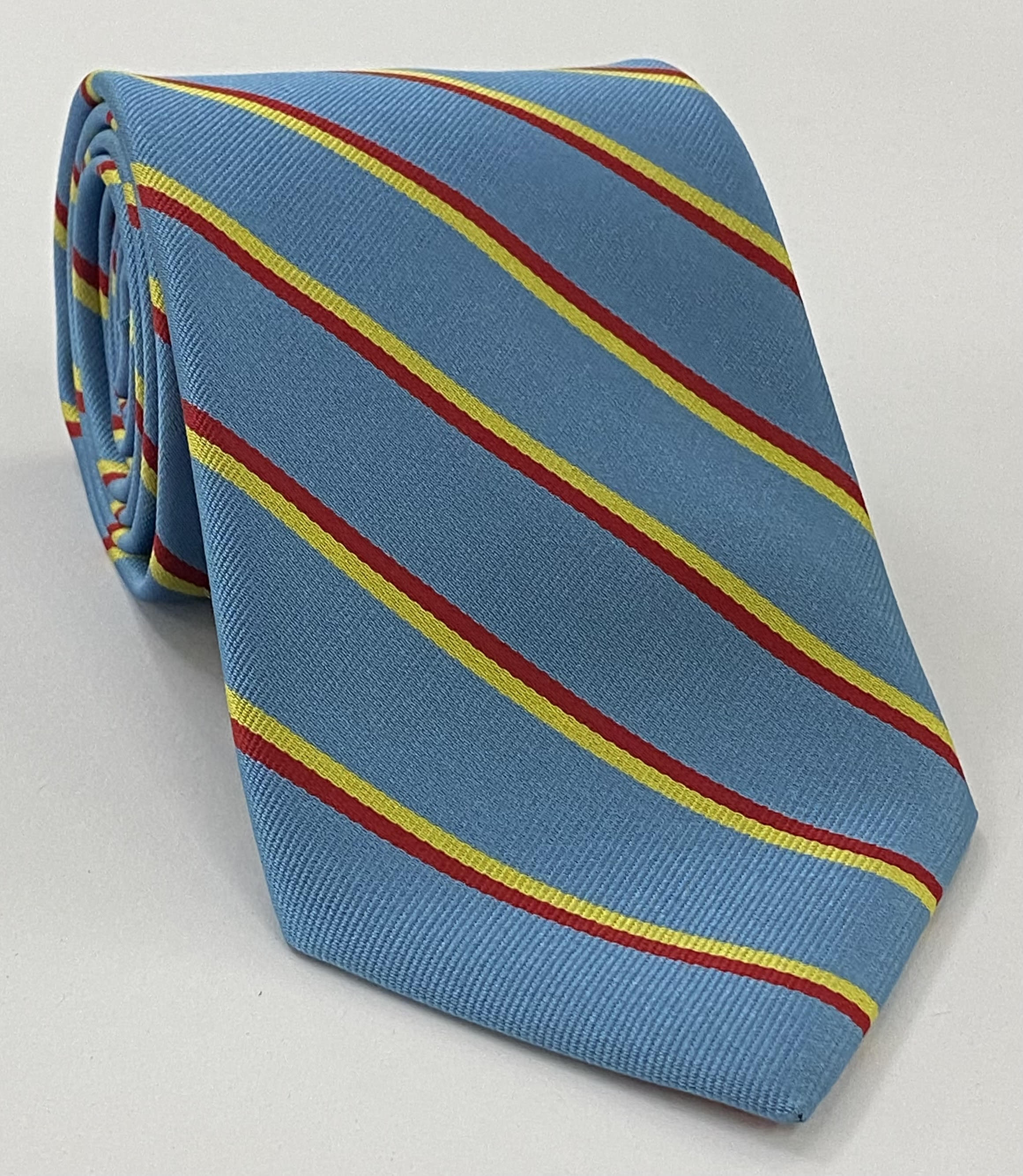 3rd The Kings Own Hussars ストライプ シルクタイ RGT-38 コーンイエロー&レッド on スカイブルー