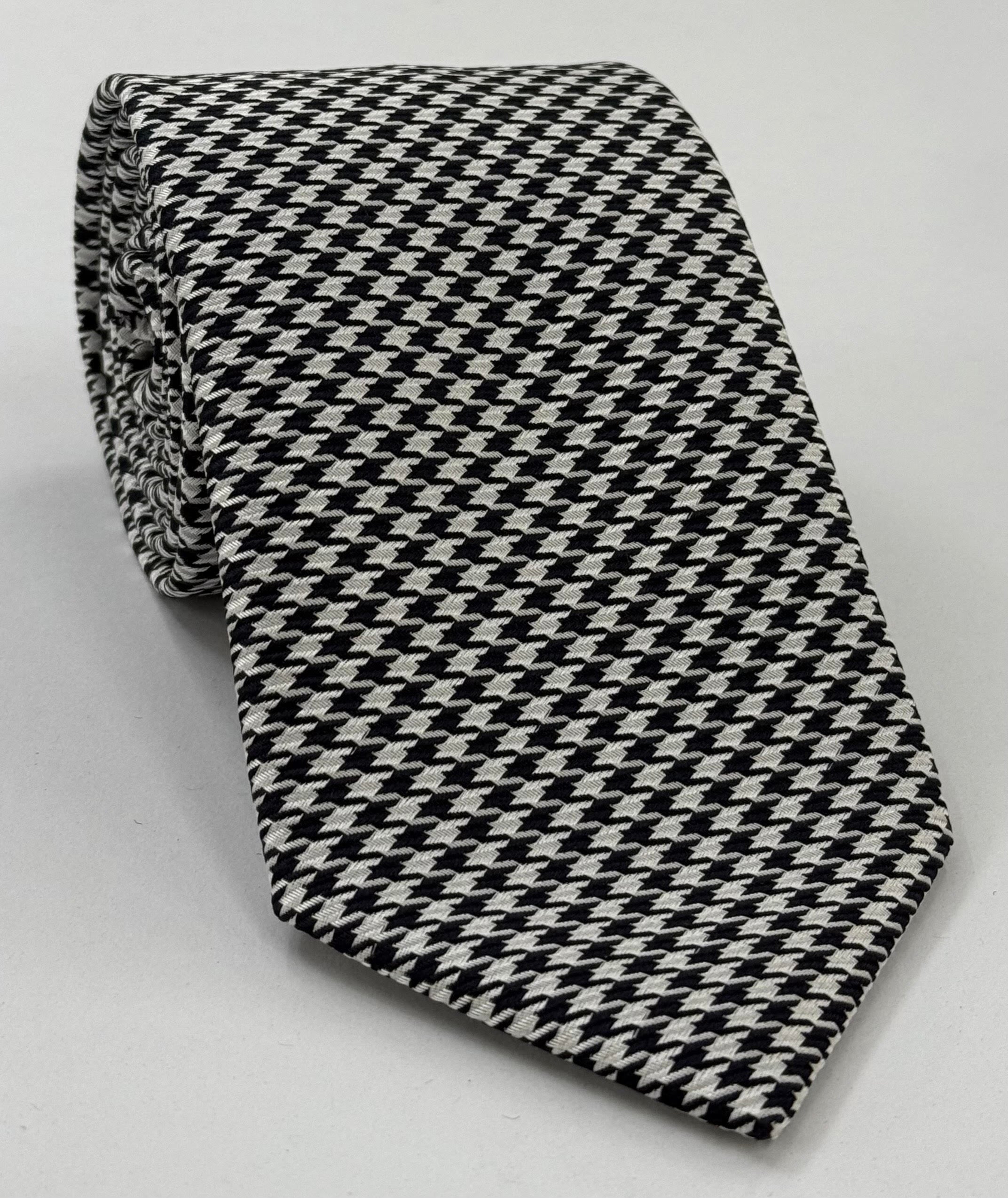 블랙 & 화이트 하운즈투스 실크 타이 5