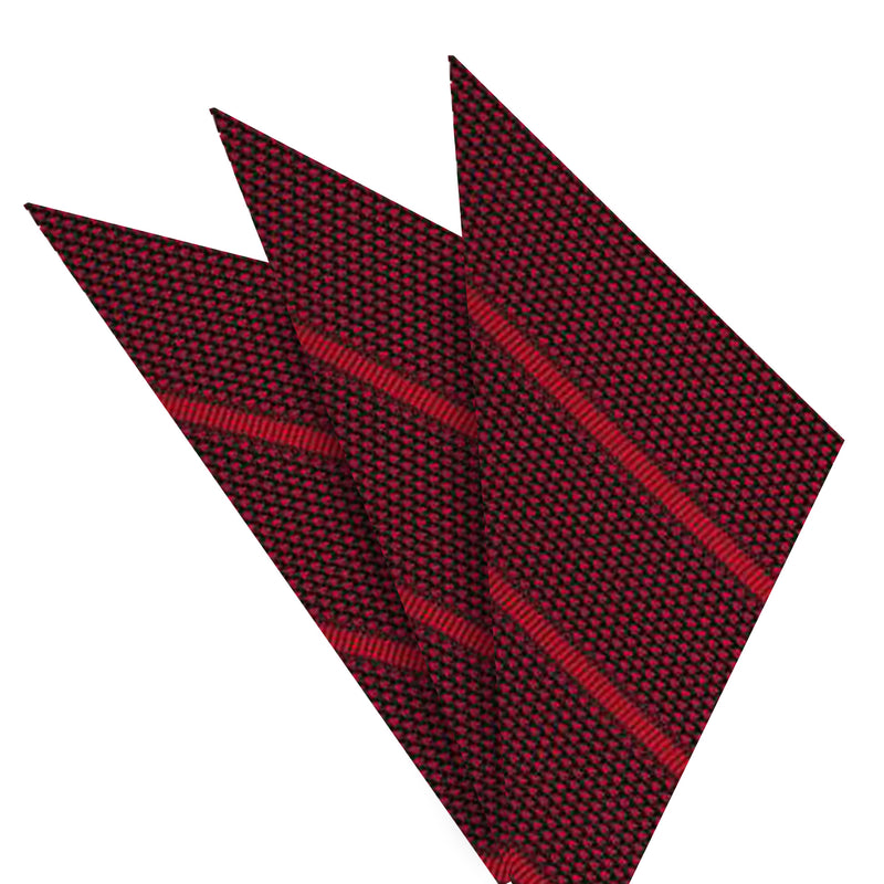 그레나딘 파인 스트라이프 실크 포켓 스퀘어