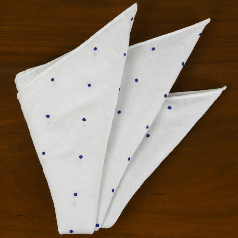 벨기에 린넨 (핸드 스티치) 핀 도트 포켓 스퀘어