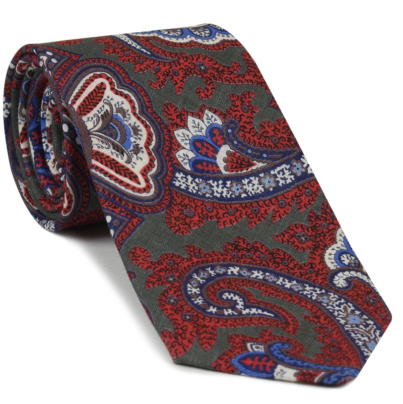 リネン素材のペイズリー柄ネクタイ