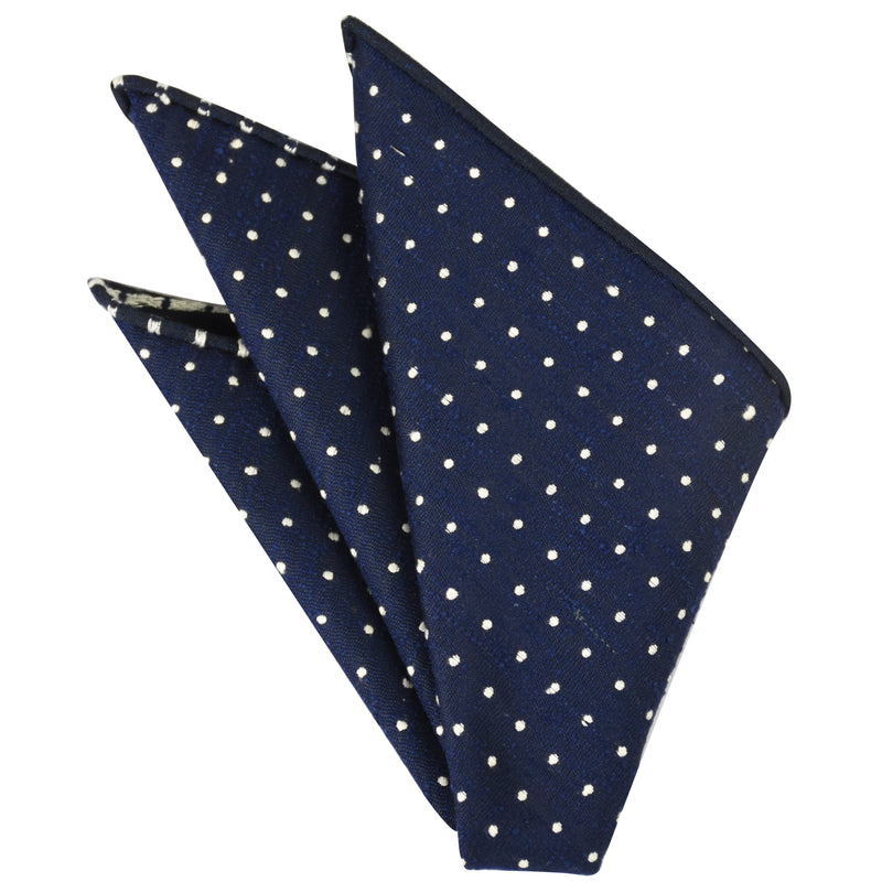 샨퉁 핀 도트 실크 포켓 스퀘어