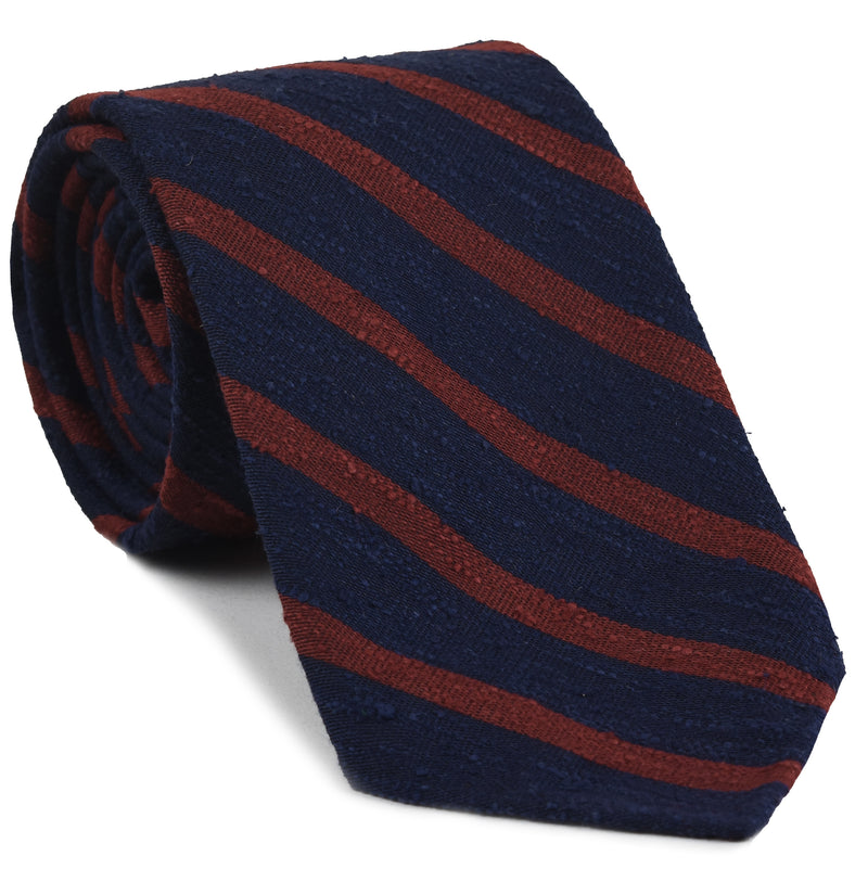 シャンタンのストライプ シルクネクタイ