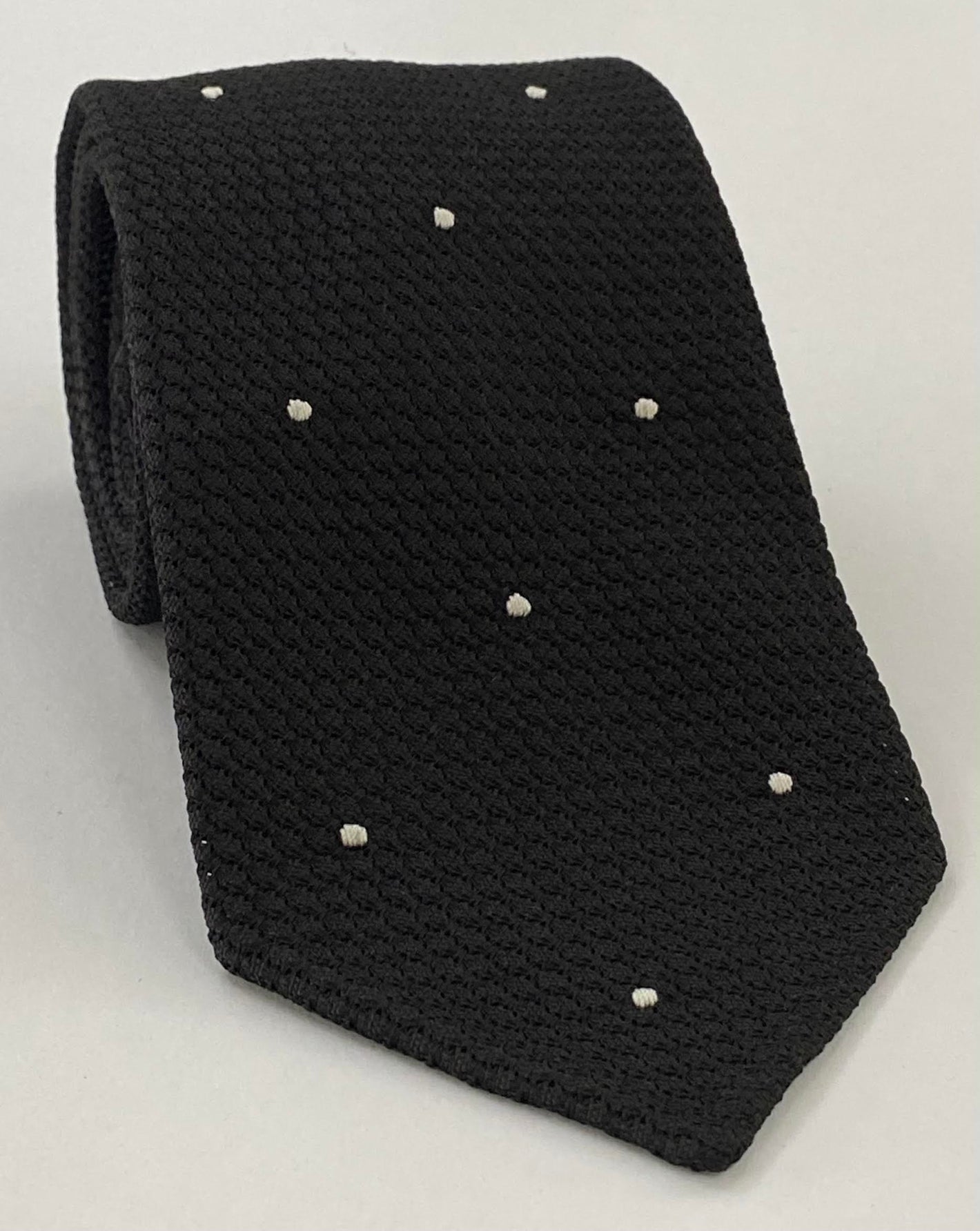 블랙 그레나딘 그로사 실버 (핸드 쏜) 핀 도트 실크 타이 GGDT-7 (2)