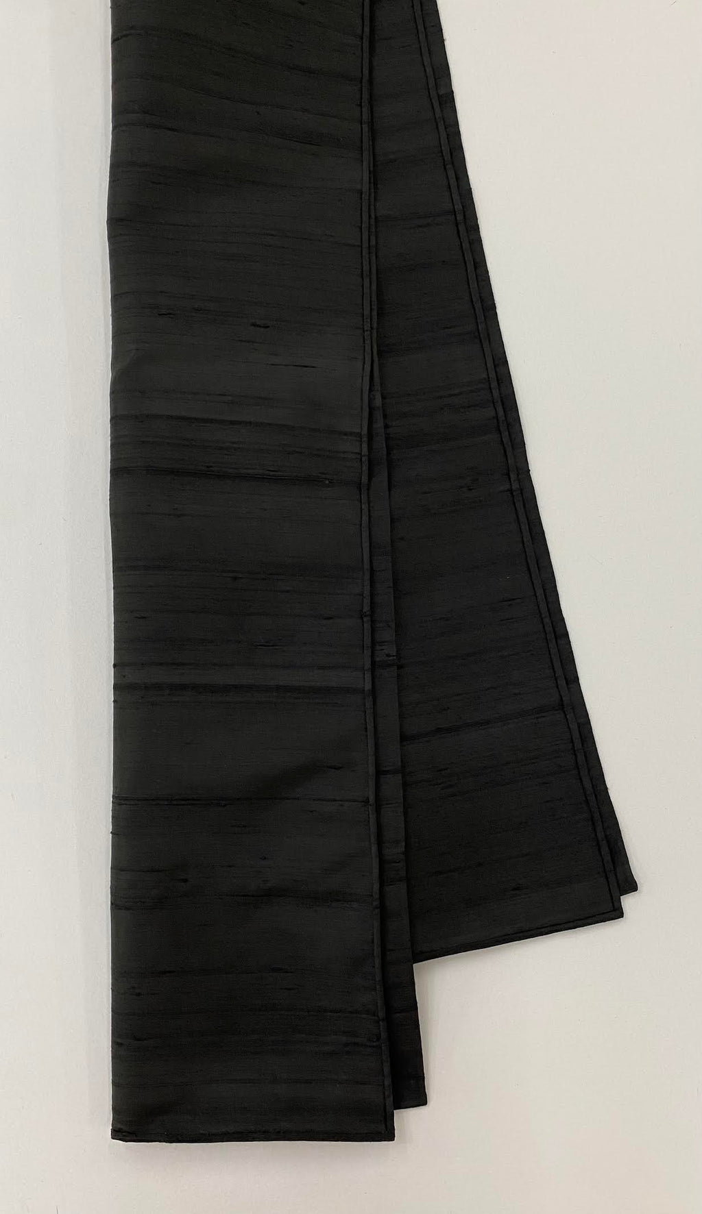 Black Thai Rough Silk Scarf Single Layer With Rolled Edges #10