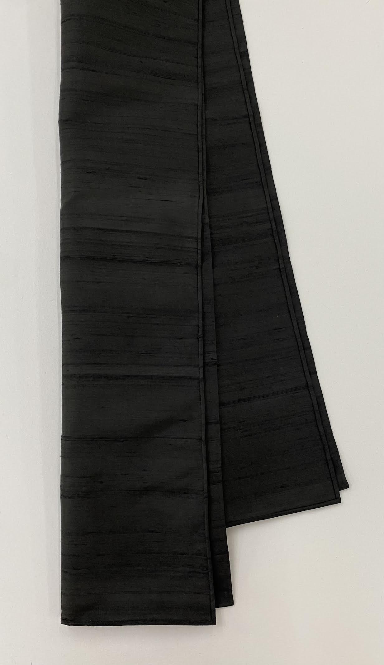 Black Thai Rough Silk Scarf Single Layer With Rolled Edges #10