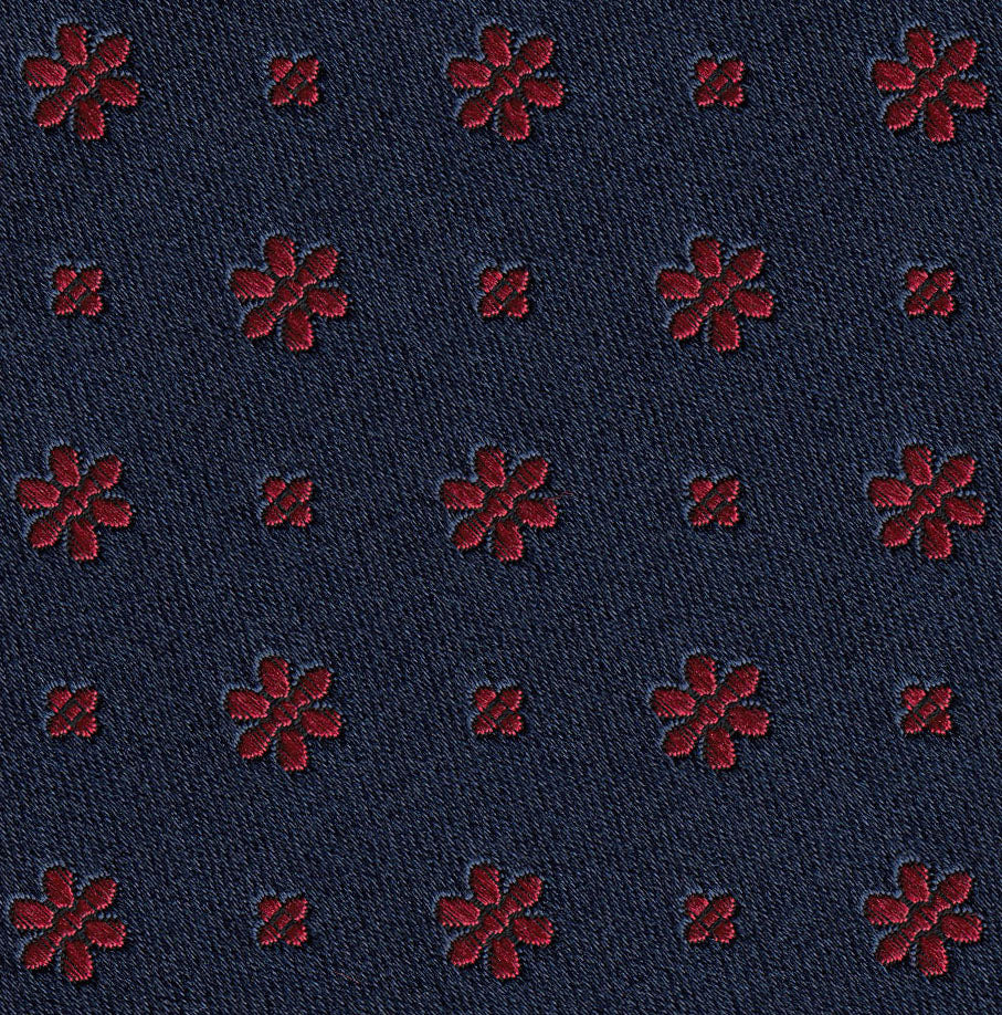 {[en]:Dark Red on Midnight Blue Grenadine Pin Dot Silk Pocket Square
