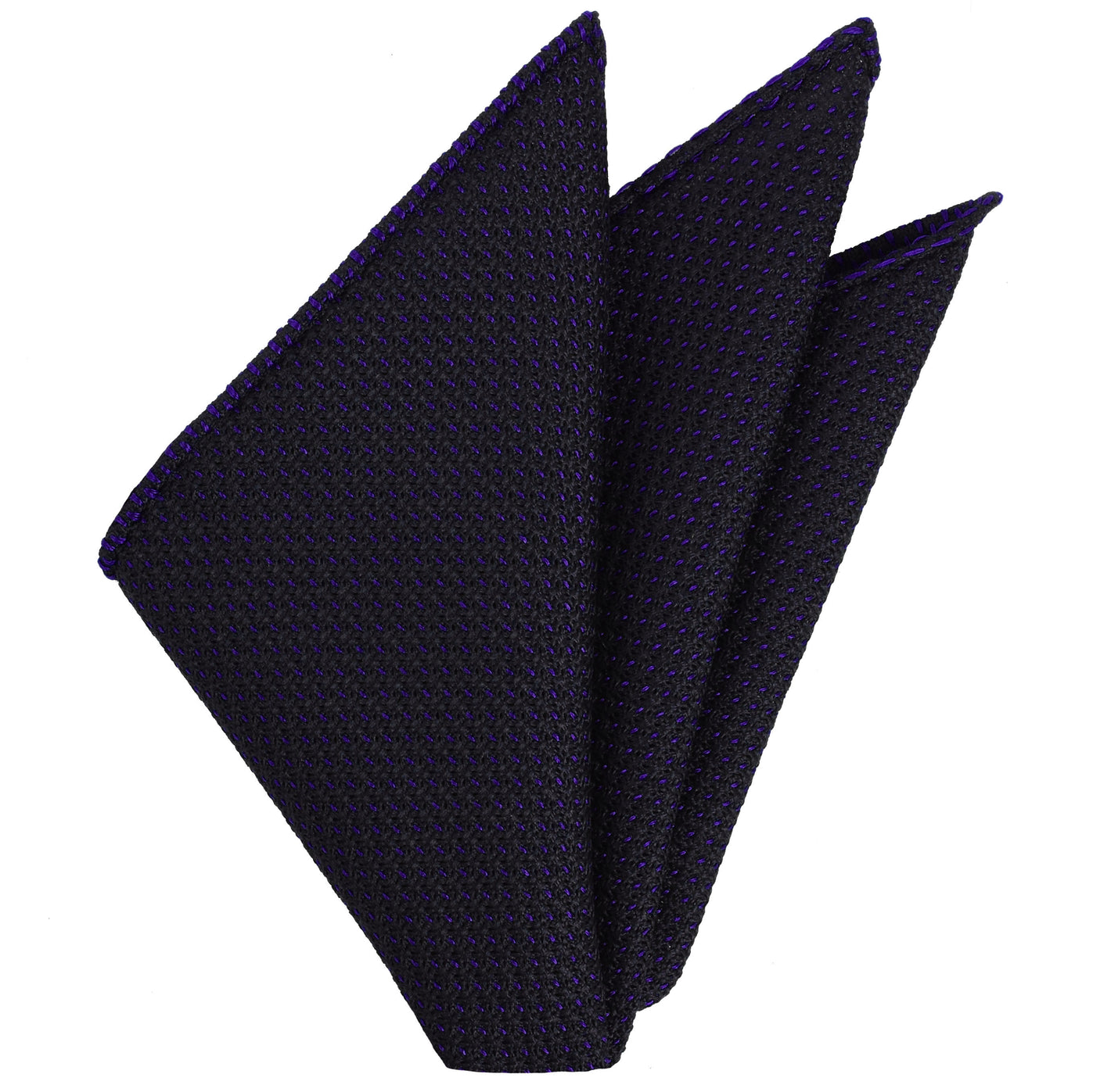 {[en]:Purple on Midnight Blue Grenadine Pin Dot Silk Pocket Square
