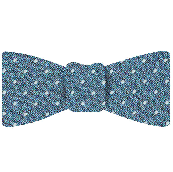 スカイブルーのピンドットシルク蝶ネクタイ（ホワイトドット） #EPDBT-11