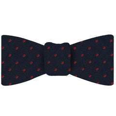 Red Dots on Dark Navy Pin-Dot Silk Bow Tie #EPDBT-4