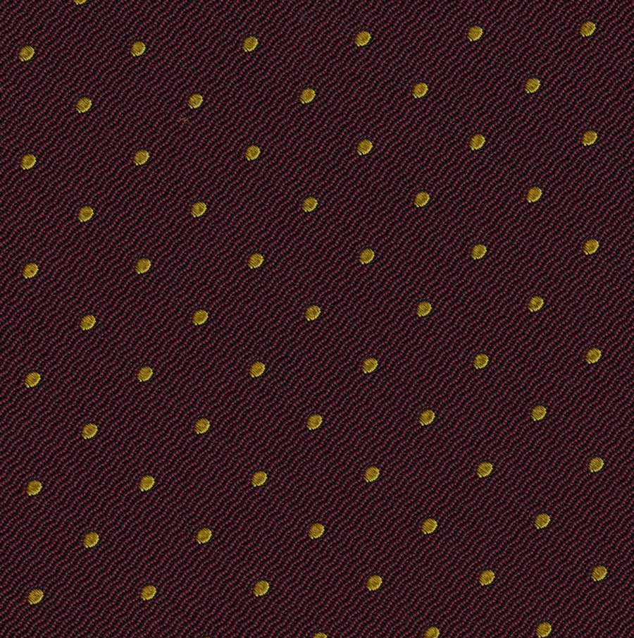 {[en]:Yellow/Gold Dots on Maroon Pin-Dot Silk Pocket Square